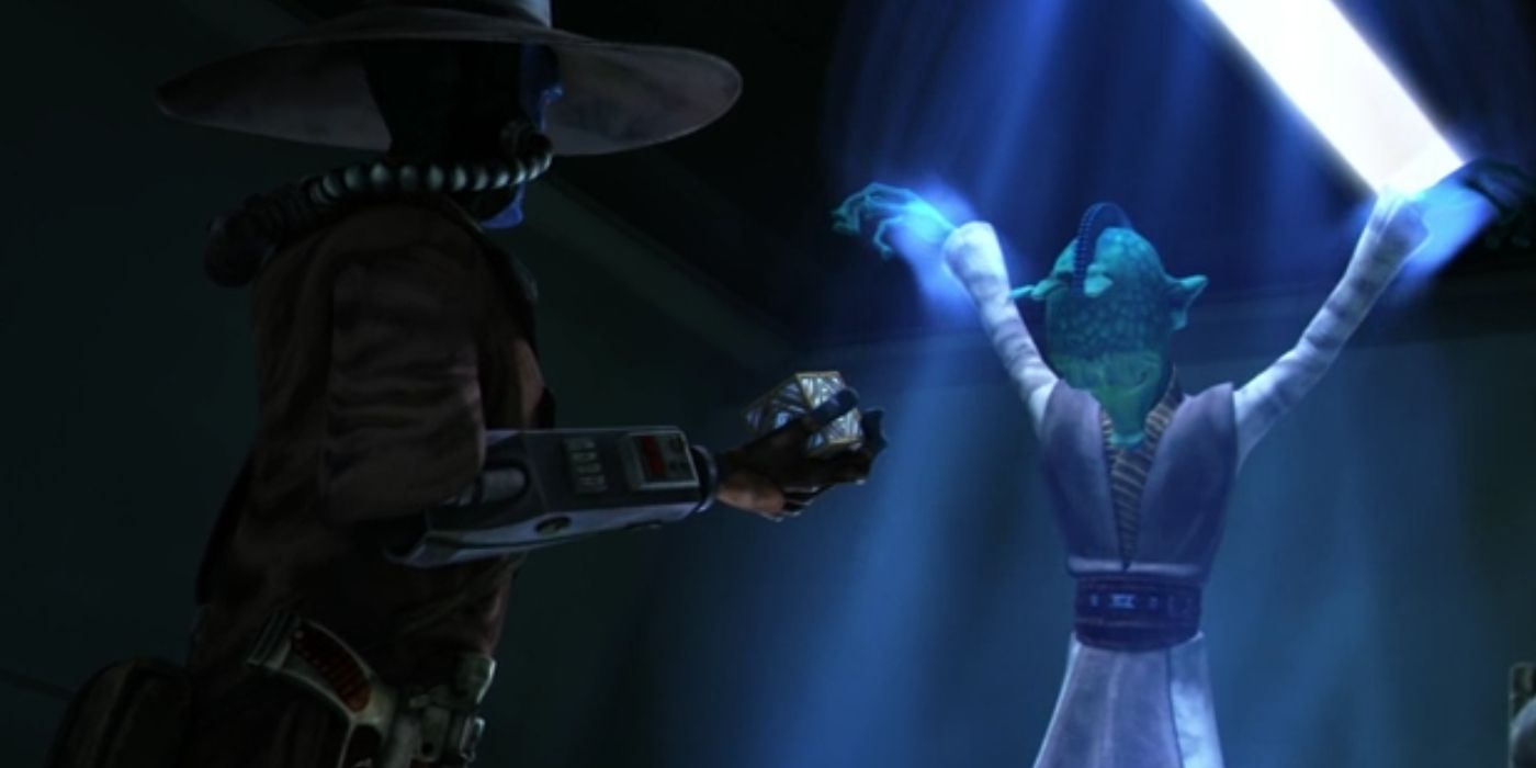 Cad Bane tortures Jedi Master Bolla Ropal to Make Him Cooperate