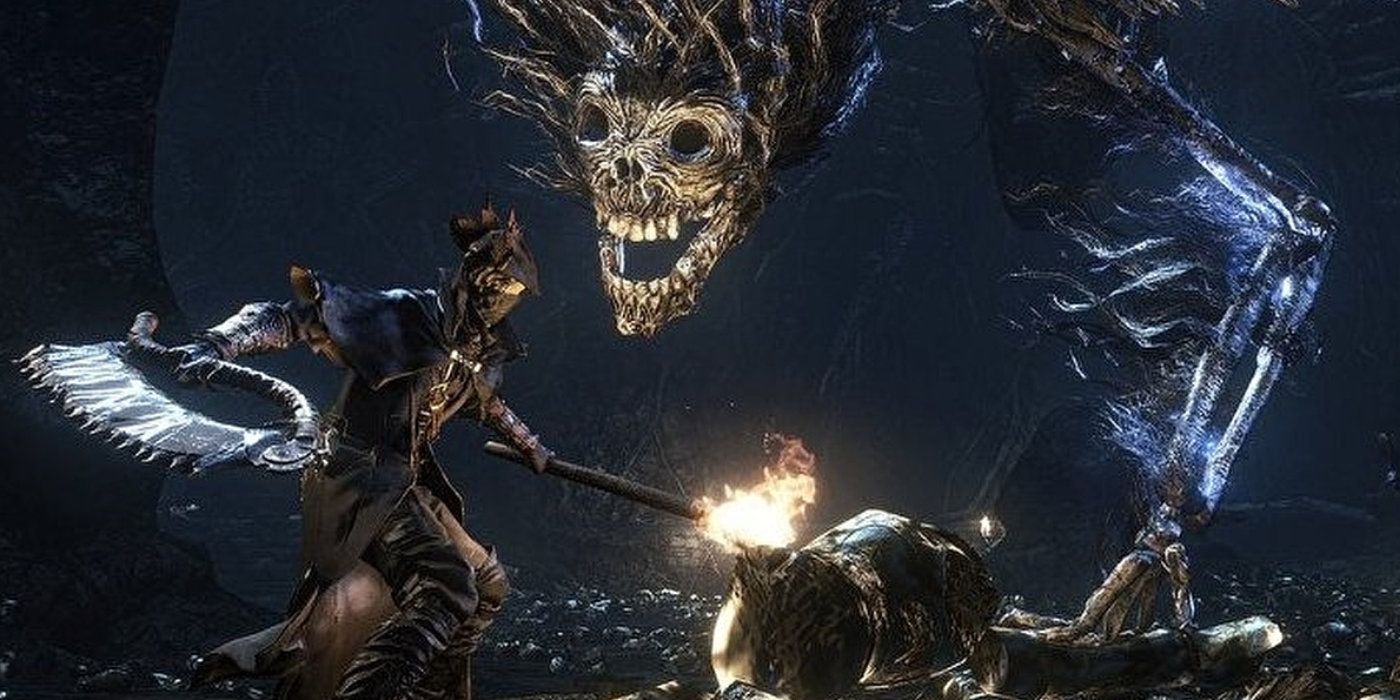 A player takes on a terrifying Demon in Bloodborne