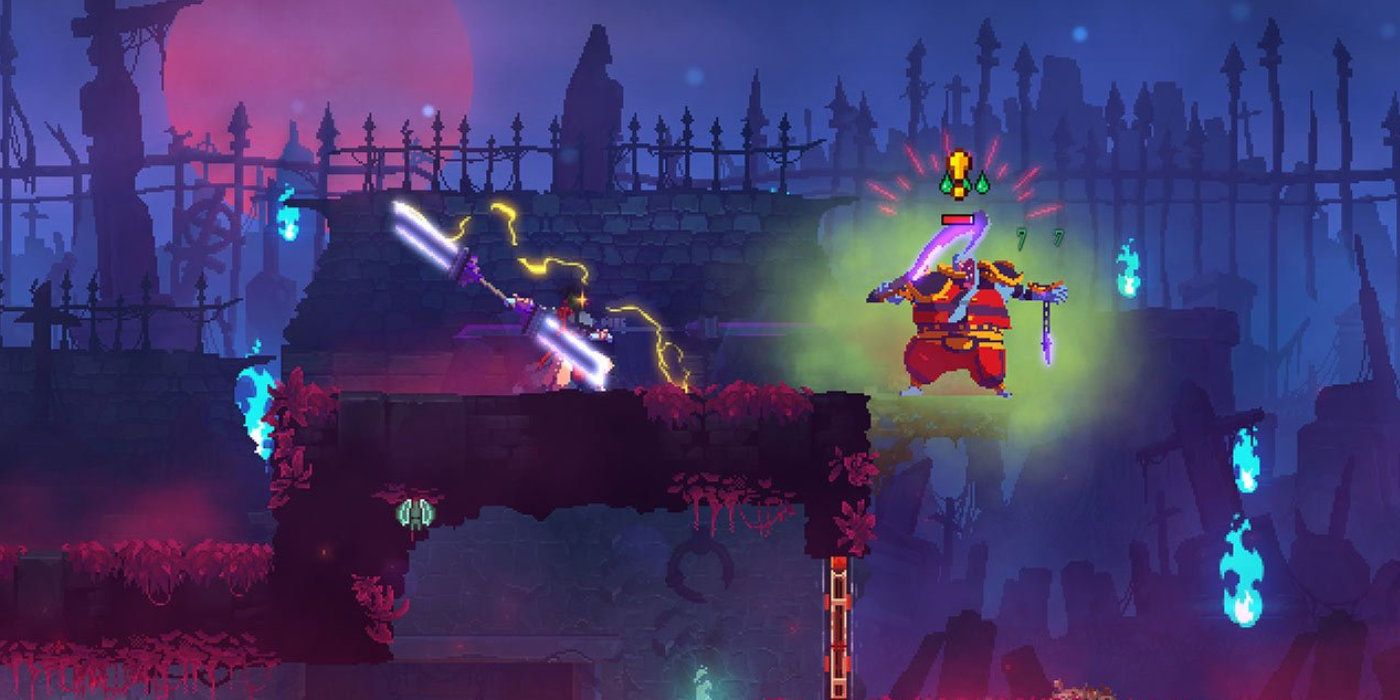 The Prisoner fights a Catcher in Dead Cells.