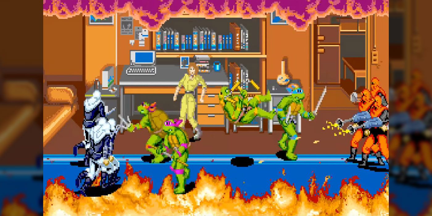 Turtles vs. the Foot Clan in TMNT for the arcade