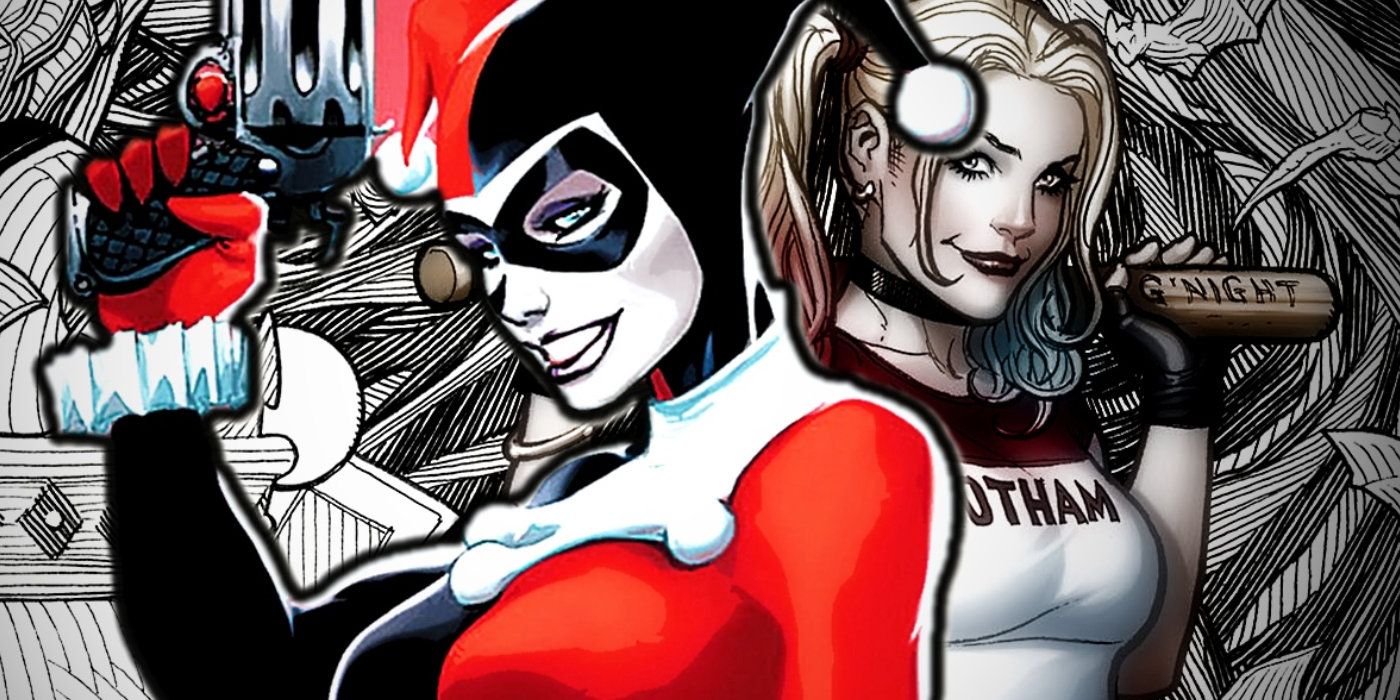 Harley Quinn in two different interpretations of the character