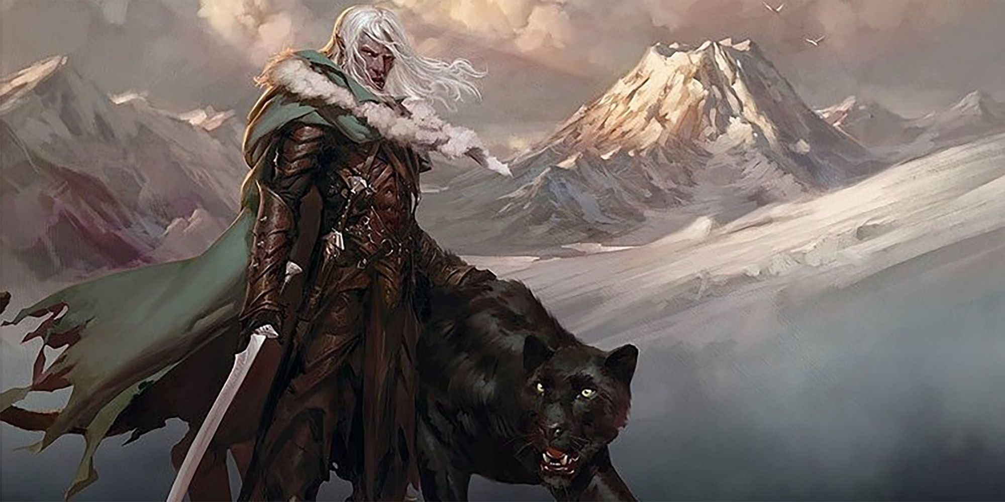 Beast Master Ranger Drizzt Do'urden with his panther animal companion DnD