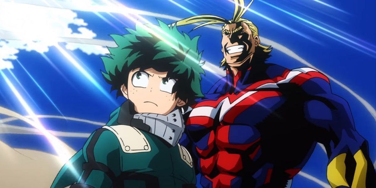 Deku stands with All Might MHA