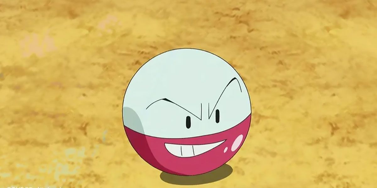 Electrode grinning in the Pokémon anime.