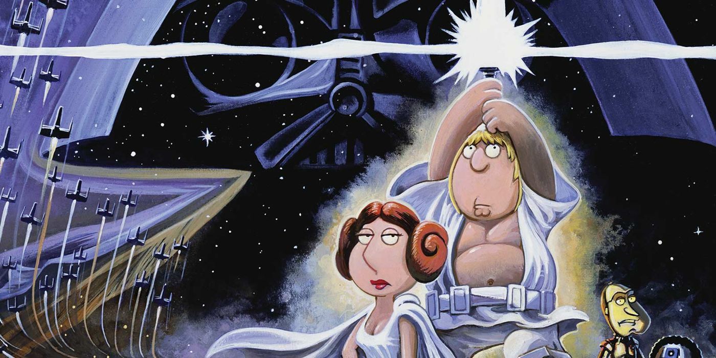 Os personagens de Family Guy parodiam a arte do pôster de Star Wars com Chris Griffin como Luke