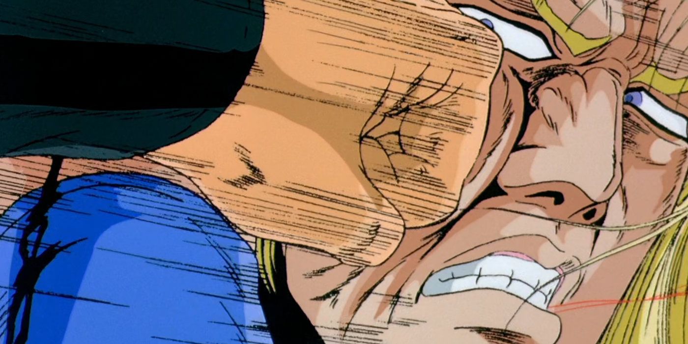 Kenshiro delivers a fatal punch against his rival Shin