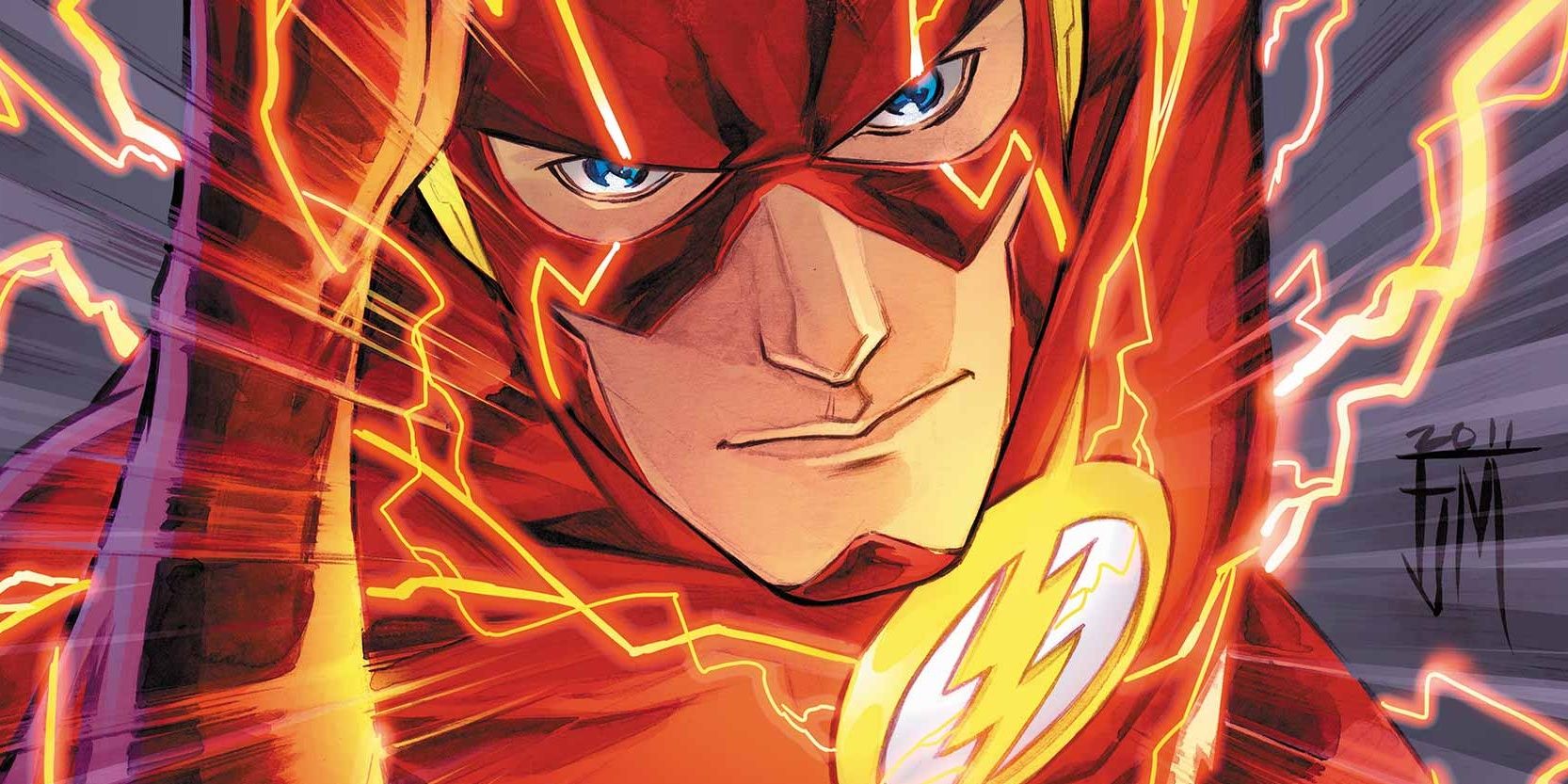 Cover of Flash Move Forward with Barry Allen running directly at audience.