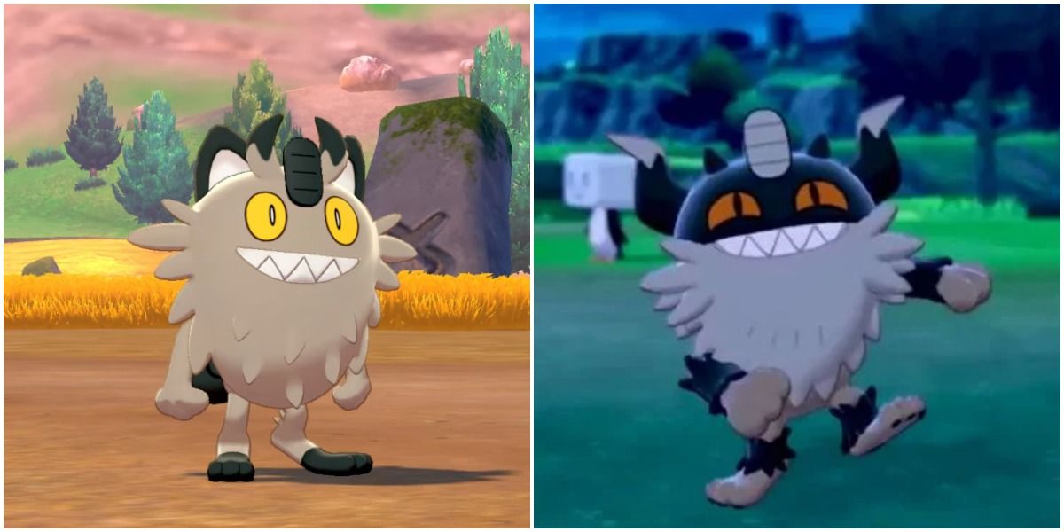 Galarian Meowth and Perserker from Pokémon