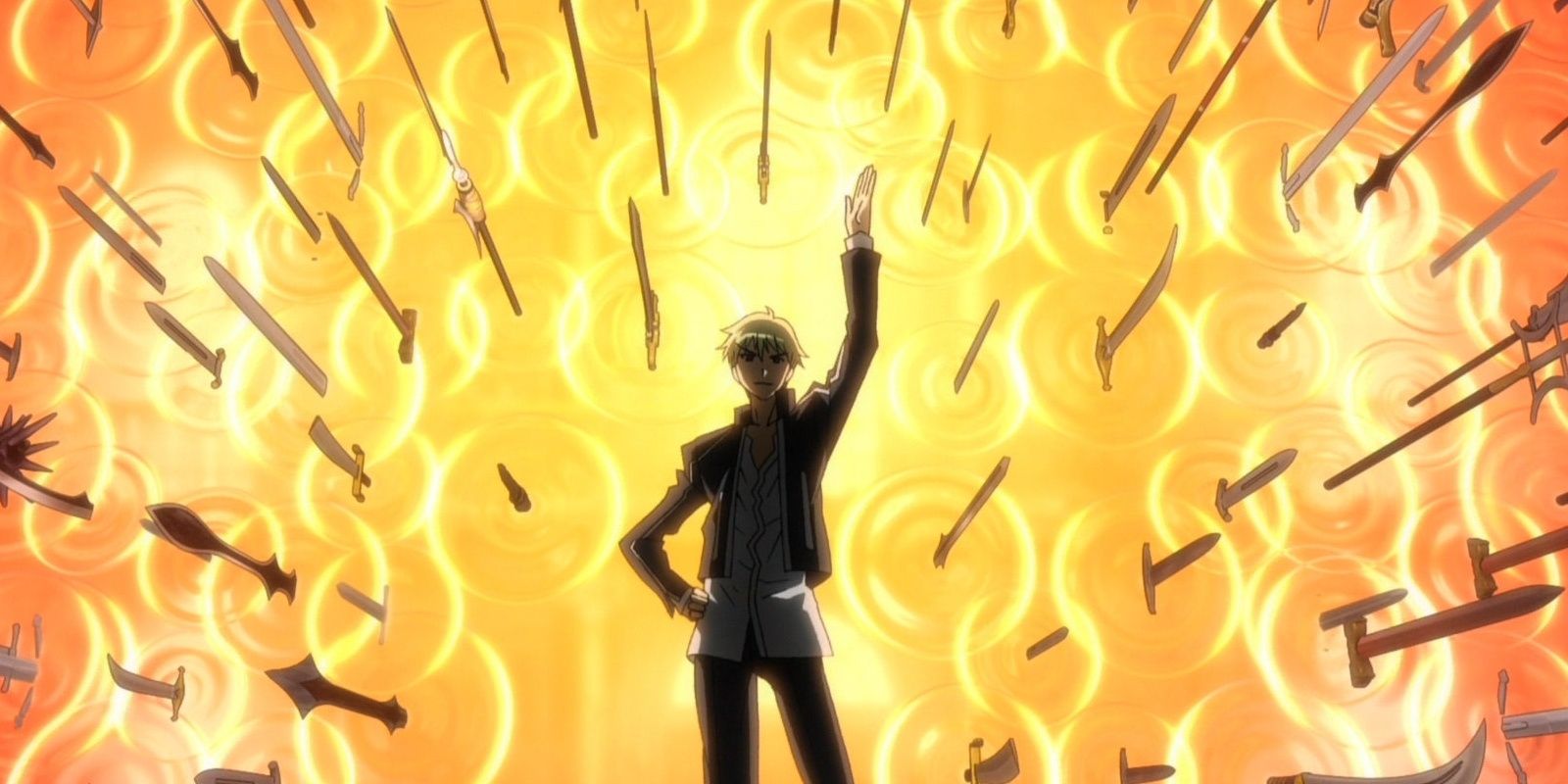 Gilgamesh Using Gate Of Babylon In Fate Unlimited Blade Works Anime