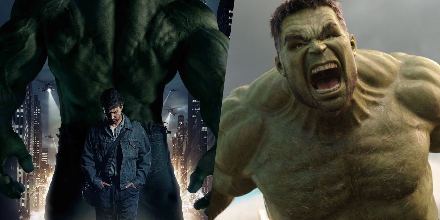 An image combining The Incredible Hulk poster and a shot of Mark Ruffalo's Hulk
