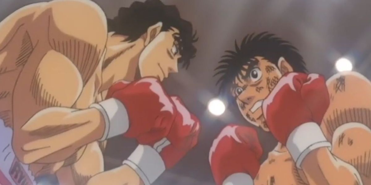 Characters fighting in Hajime No Ippo.