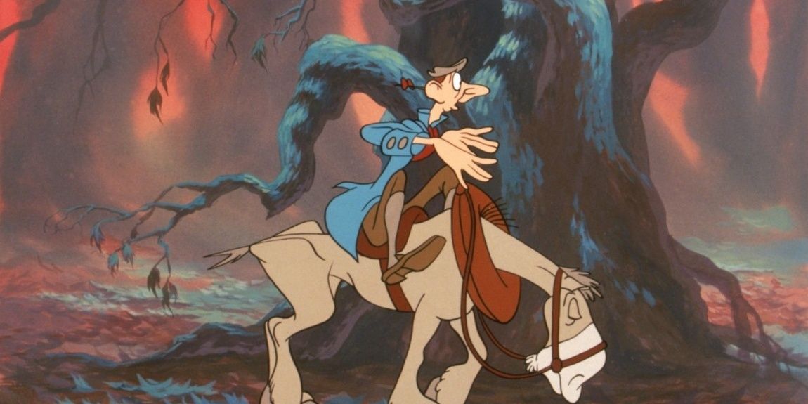 Ichabod on his horse in The Adventures of Ichabod and Mr. Toad