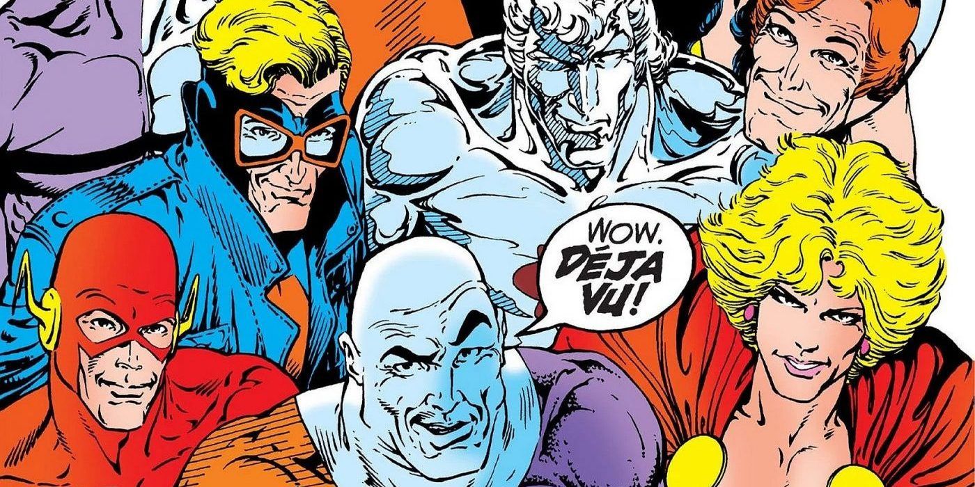 The Justice League Europe, with Metamorpho, Flash, Animal Man in DC Comics