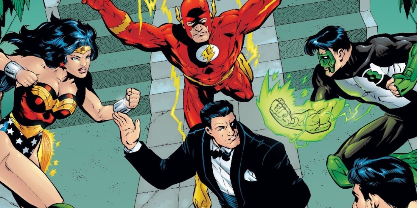 JLA #33 by Mark Waid. Justice League apprheend Bruce Wayne