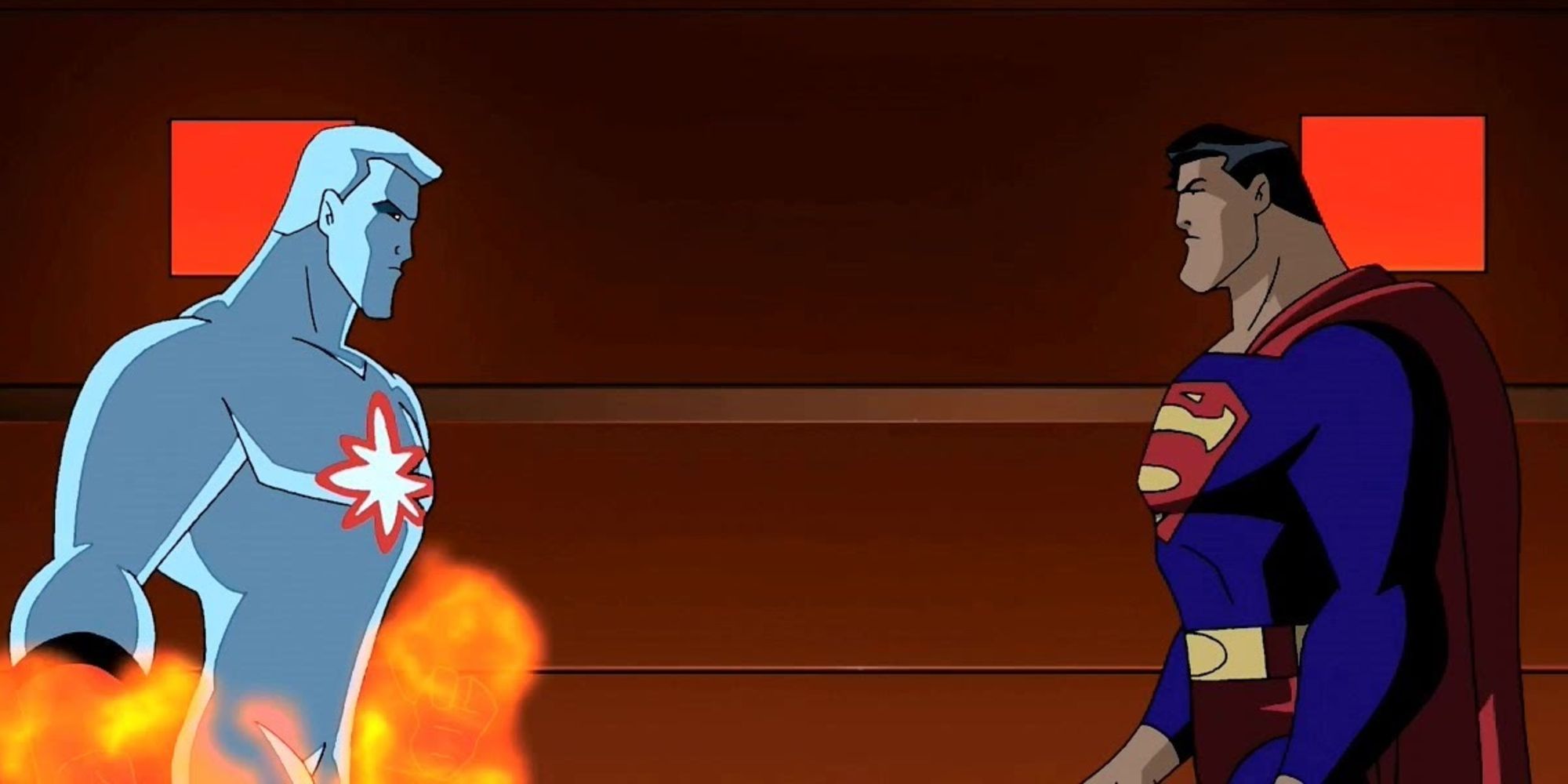 Captain Atom and Superman face off on Justice League Unlimited