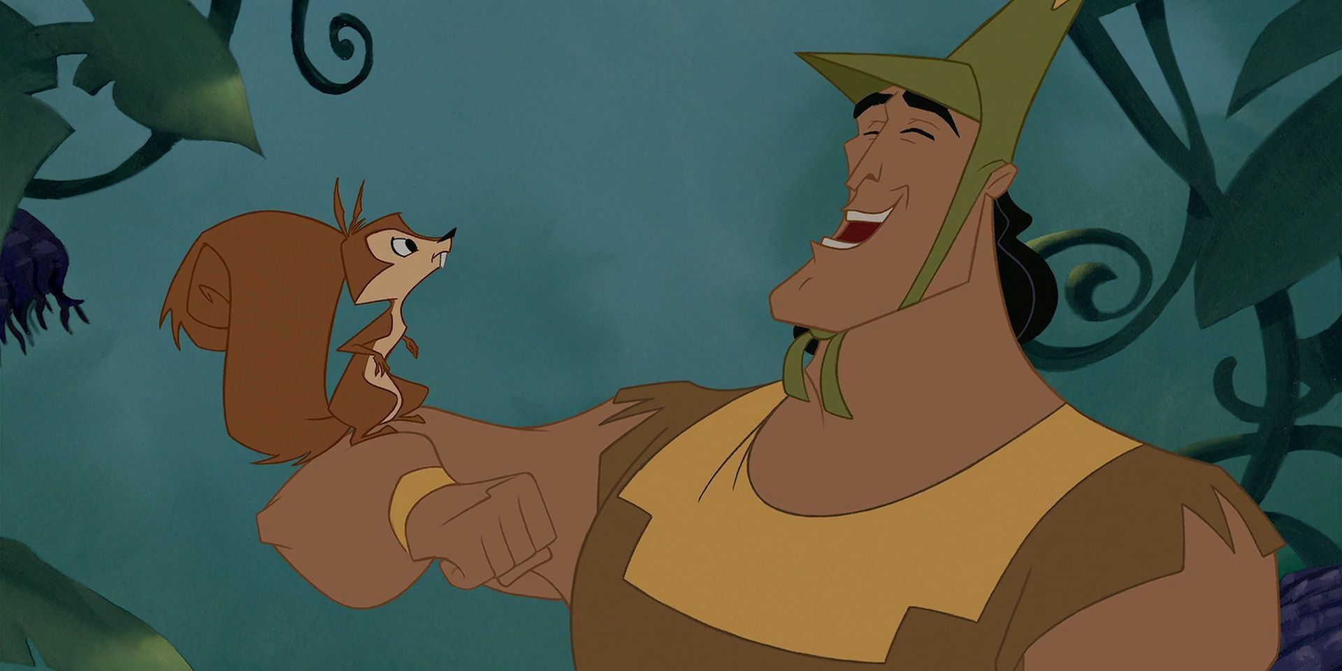 Kronk talking to a squirrel in The Emperor's New Groove.
