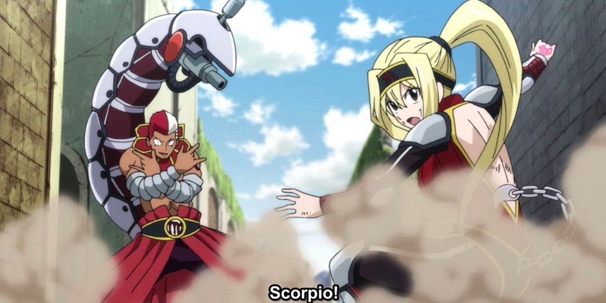 Lucy fights alongside Scorpio
