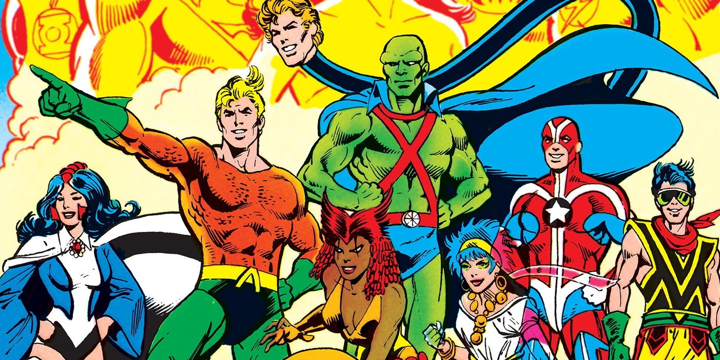 Justice League Detroit Consisting Of Martian Manhunter, Aquaman, Zatanna, Elongated Man, Vibe, Gypsy, Vixen, And Commander Steel