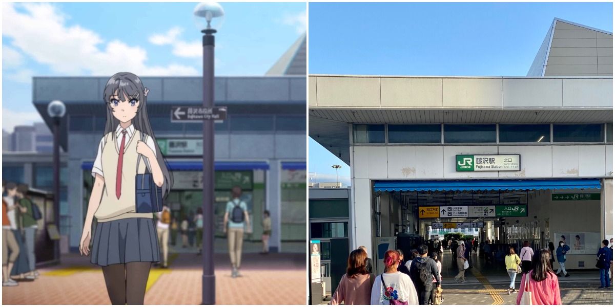 Mai At The JR Station In Rascal Does Not Dream Of Bunny Girl Senpai And JR Station In Real Life