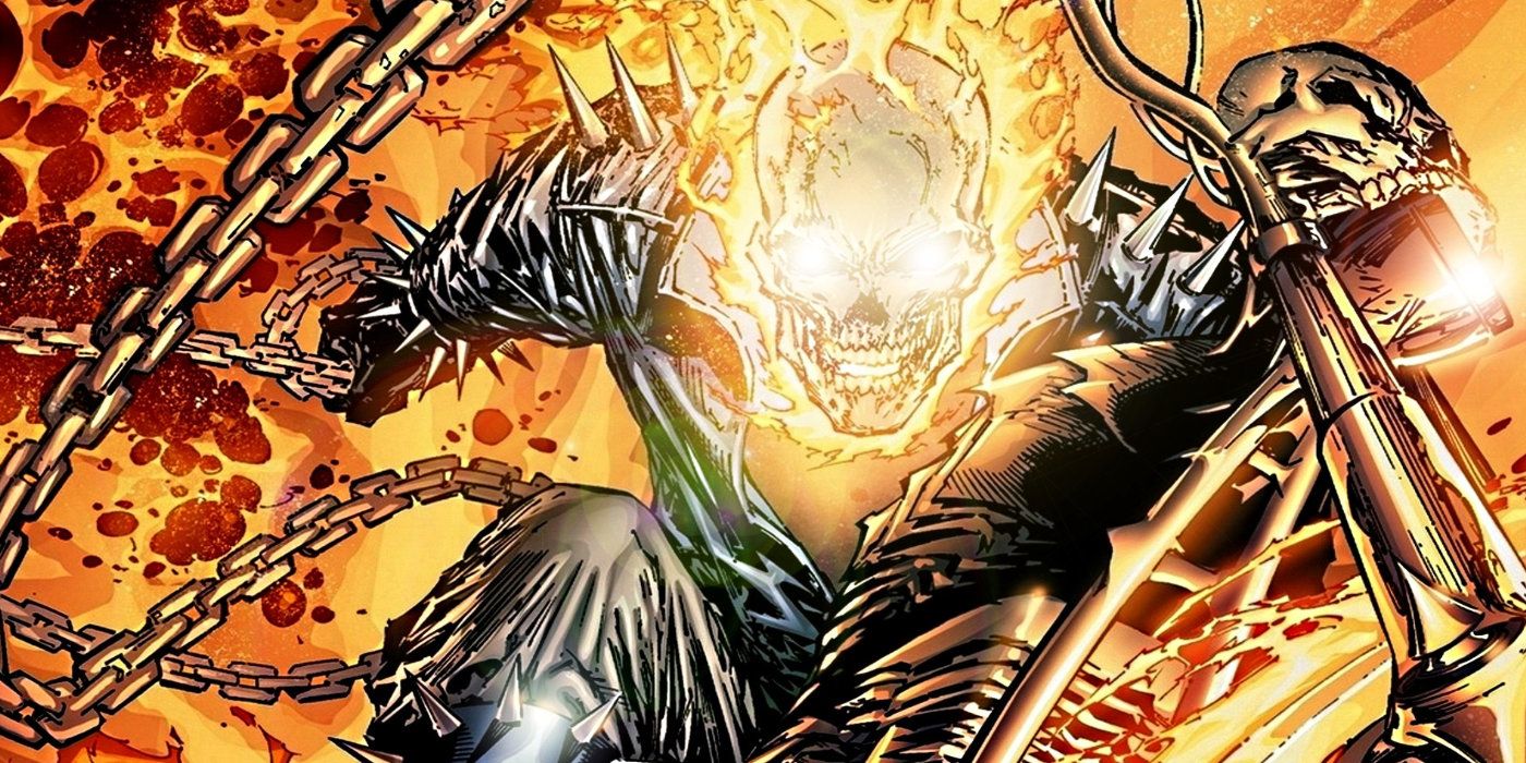 Johnny Blaze, aka Ghost Rider in the middle of combat