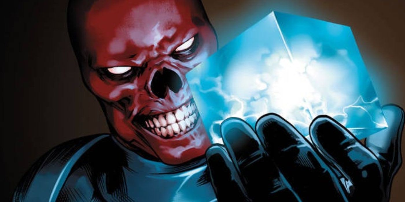The Red Skull holding the Cosmic Cube in Marvel Comics