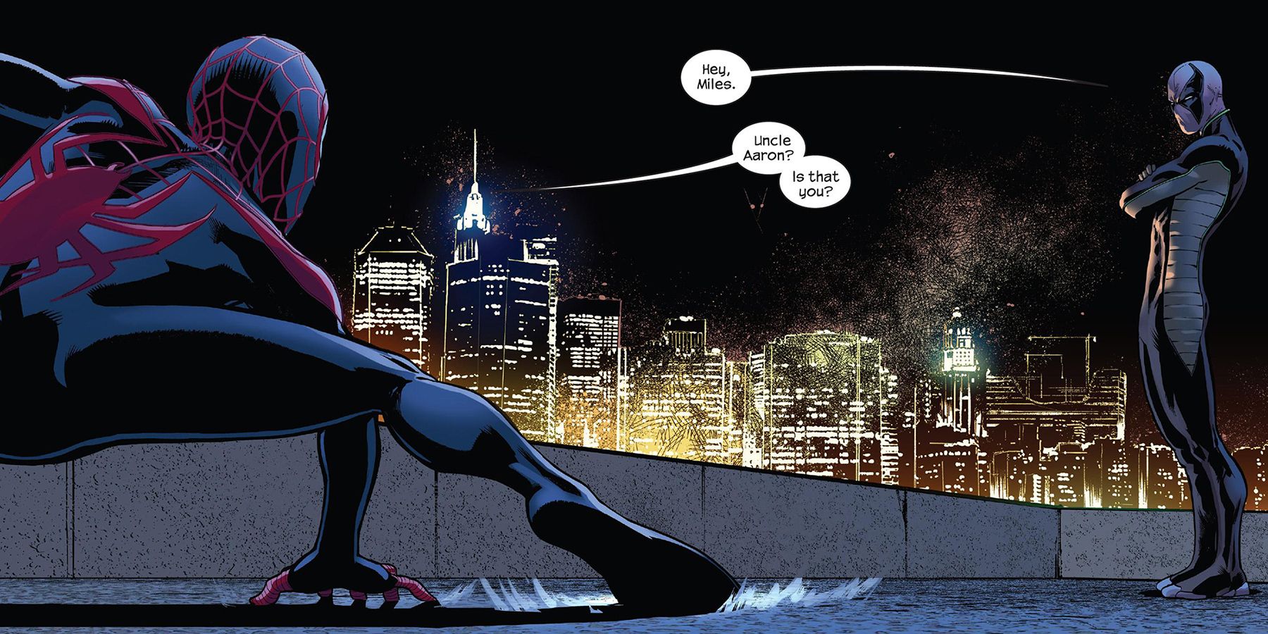 Miles Morales confronts his Uncle Aaron Davis AKA The Prowler.