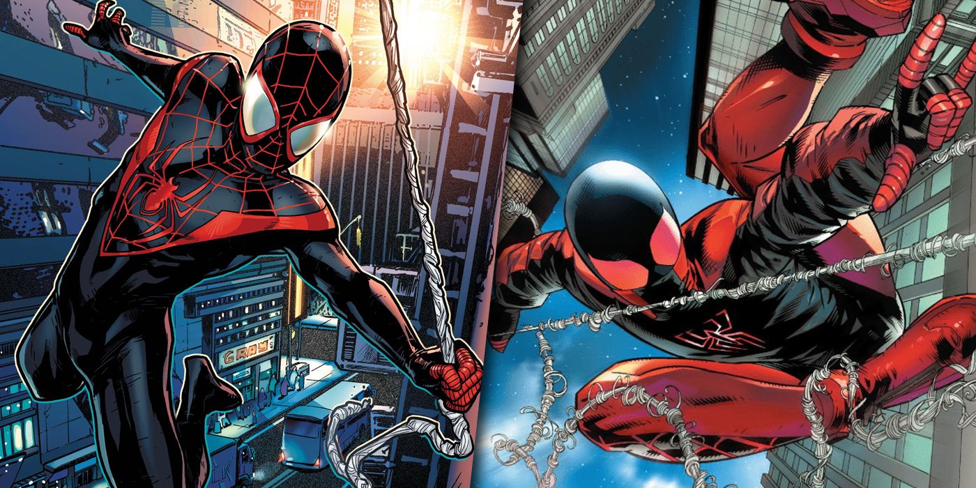 Miles Morales in his Spider-Man costumes