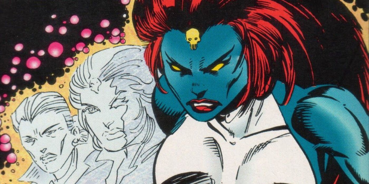 Mystique shapeshifting back to her normal persona