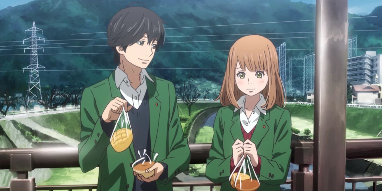 Naho And Kakeru Sharing A Snack In Orange
