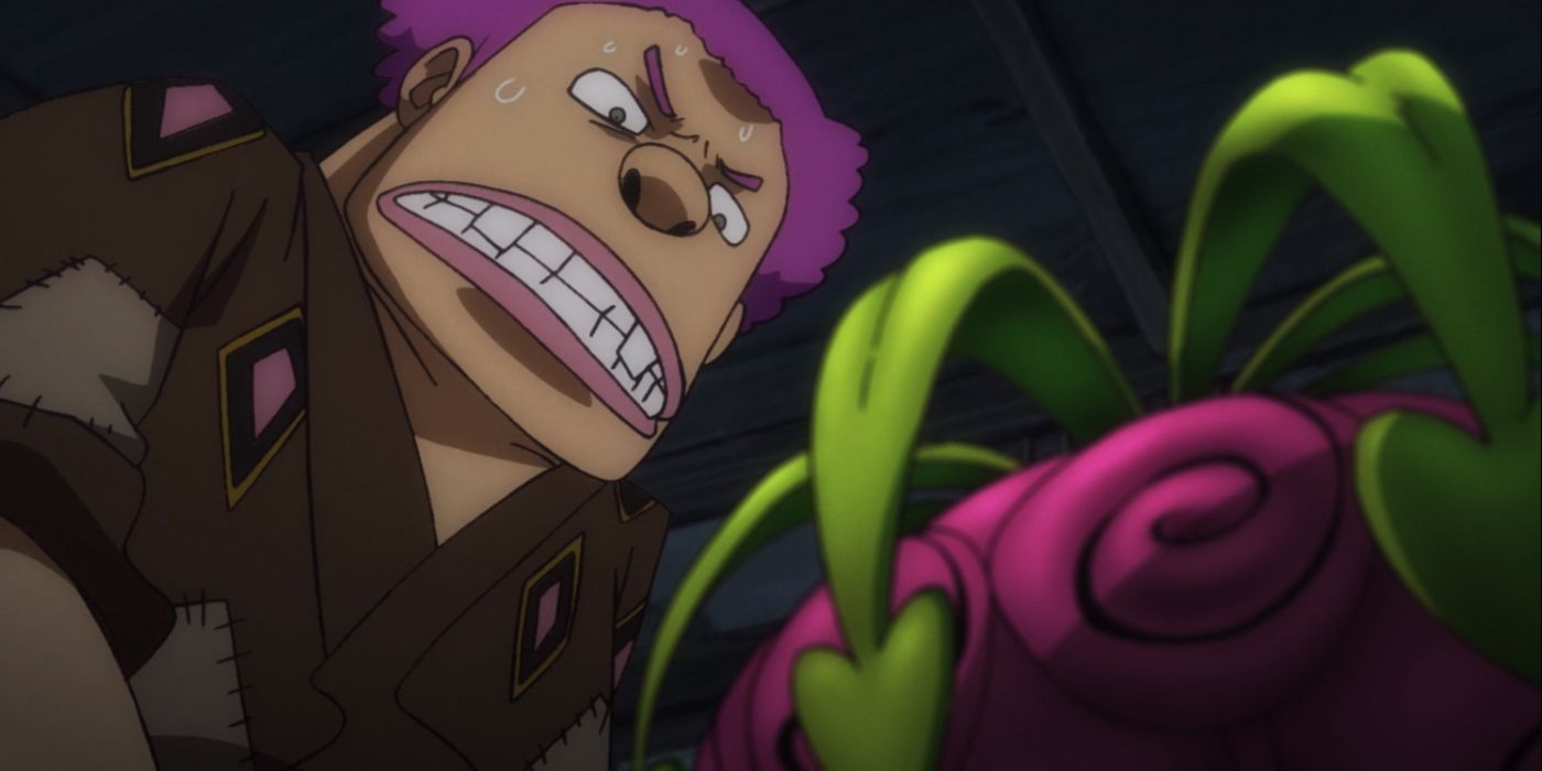 Kurozumi looks at a Devil Fruit in One Piece