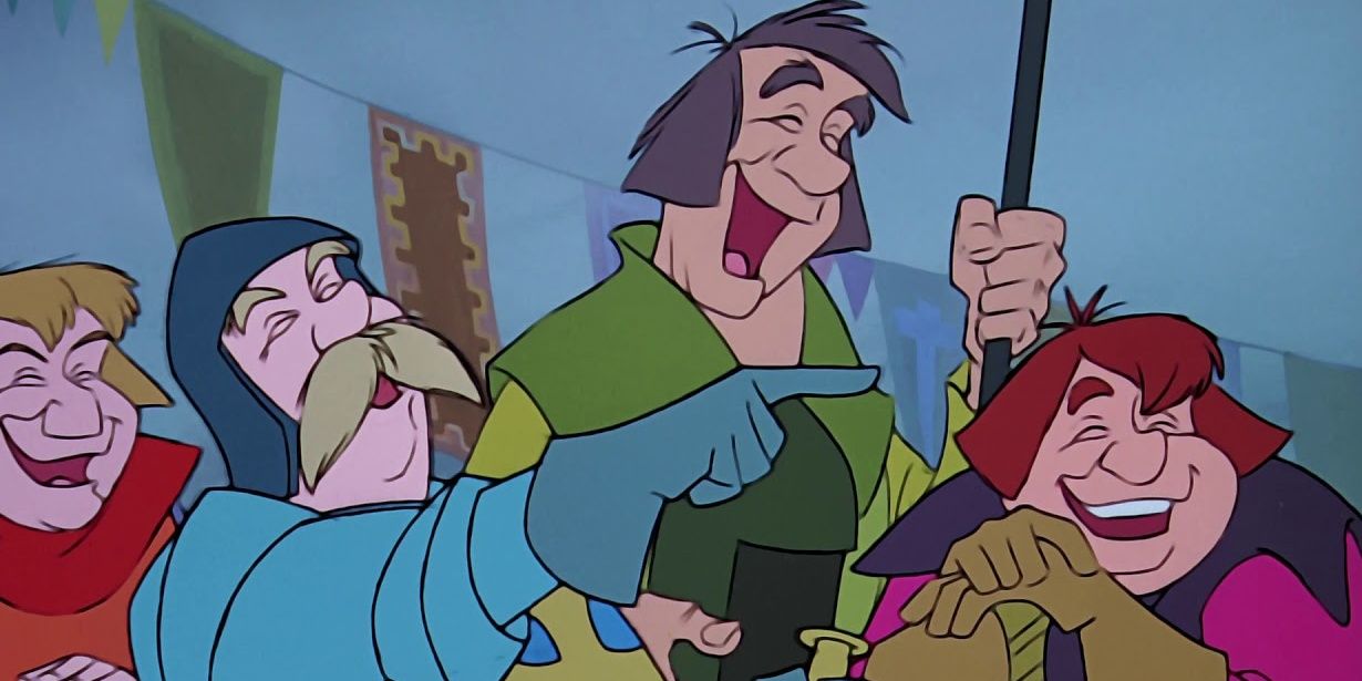 People laughing at something in The Sword in the Stone