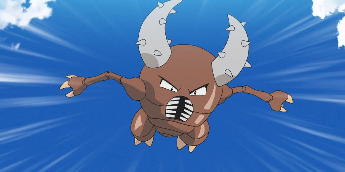 Pinsir flying forward in the Pokémon anime.