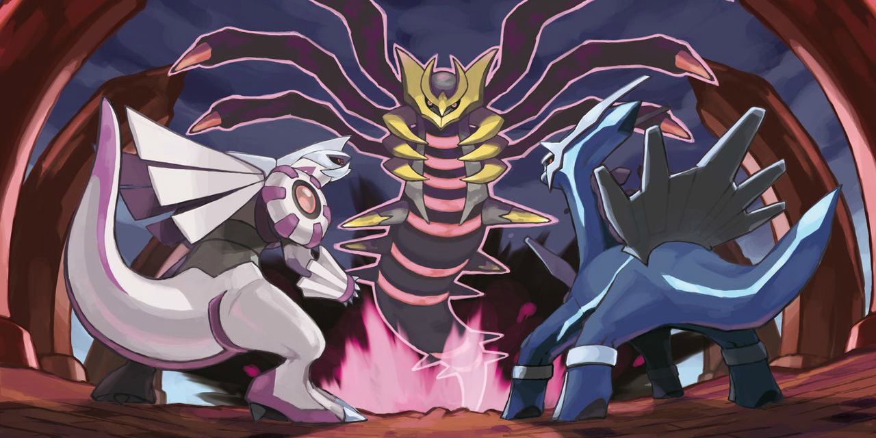 Anime Pokemon Giratina Dialga Palkia Creation Trio Battle Fight