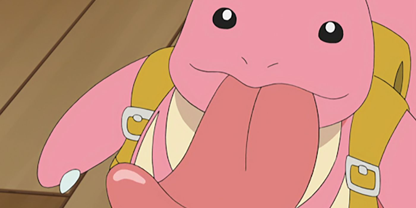 An eager Lickitung extends his tongue in Pokemon anime