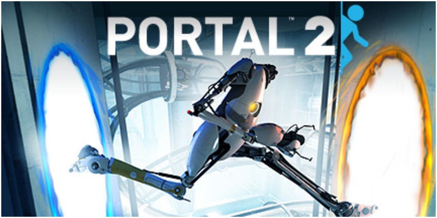 Portal 2 game Title Art Jumping Through Portals