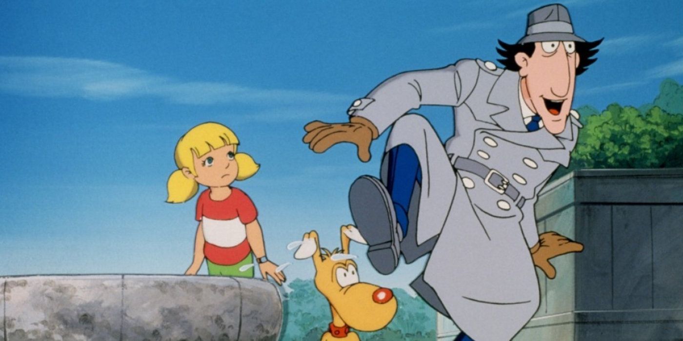 Inspector Gadget, a bumbling cyborg, plus his niece Penny and dog Brain