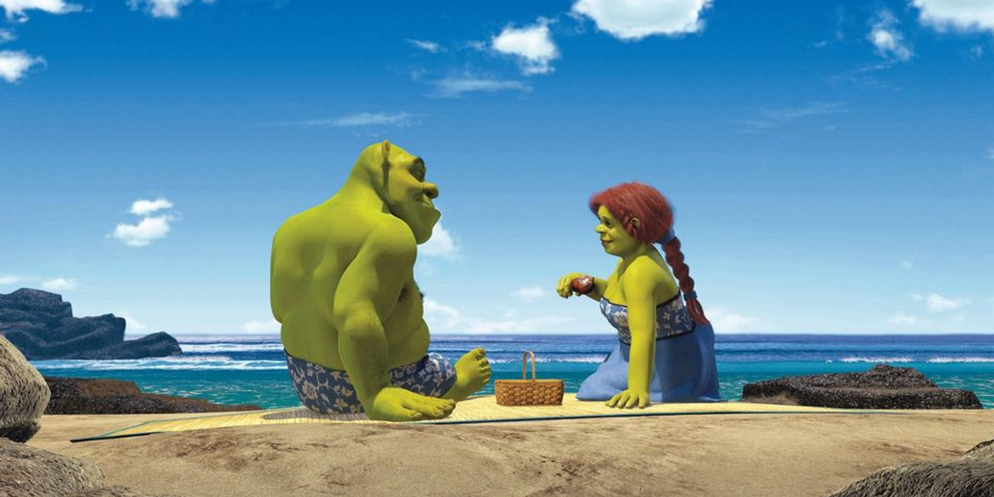 Shrek ve Fiona, Shrek 2'ye girişte sahilde