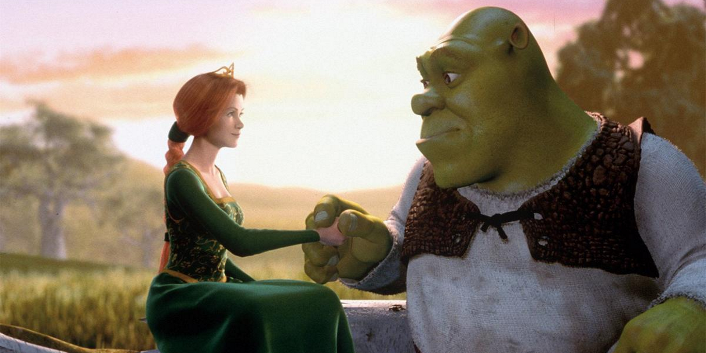 Shrek And Fiona Holding Hands In Shrek