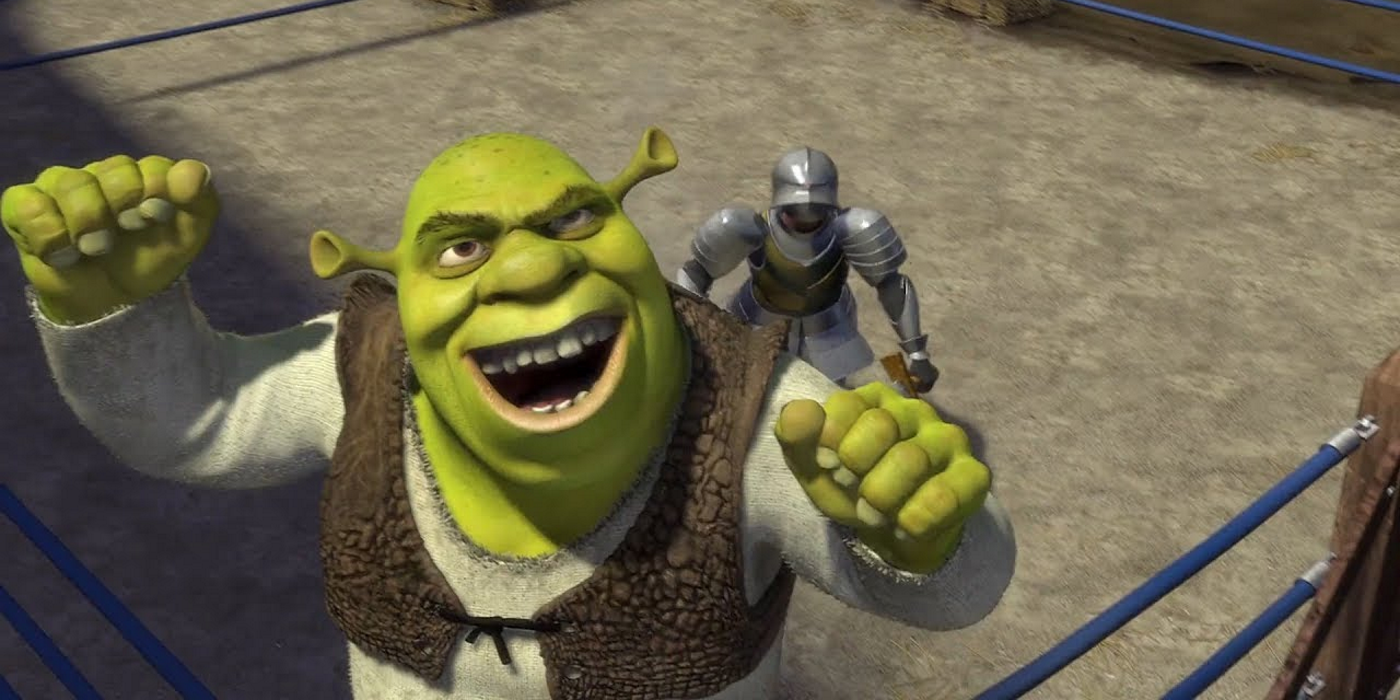 Shrek During His Fight Against Lord Farquaad's Men In Duloc In Shrek