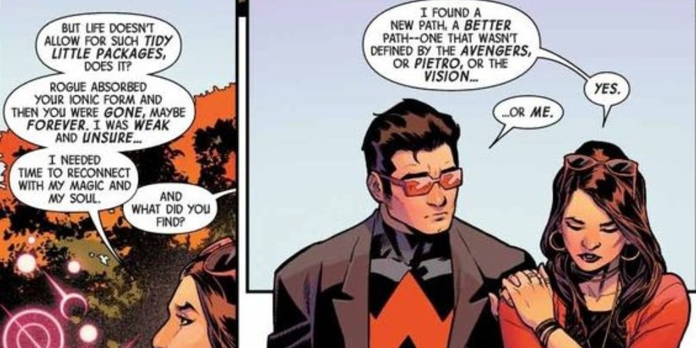 Wanda and Simon talk about their future in Mighty Avengers.