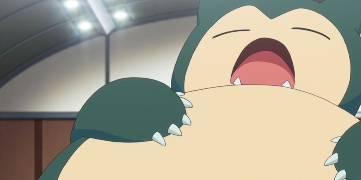 Snorlax yawns in the Pokemon anime