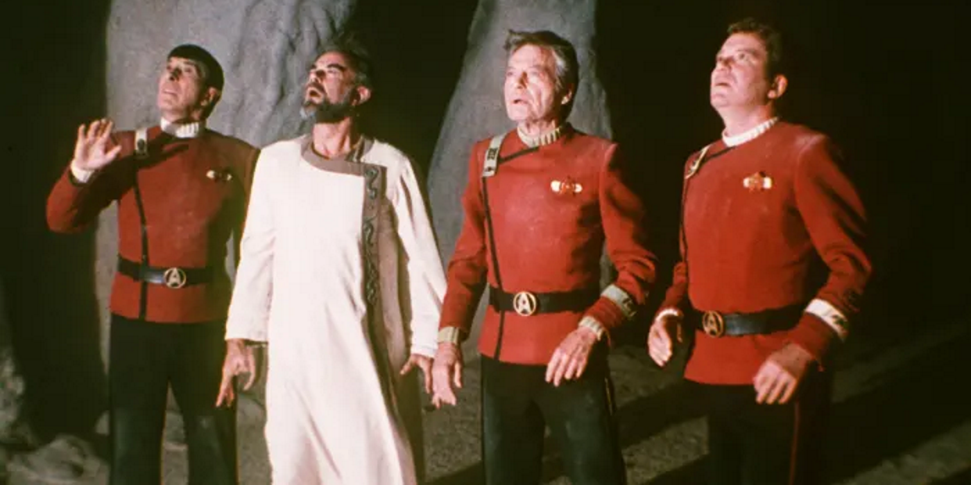 Spock, Sybok, Bones e Kirk na Fronteira Final Star Trek