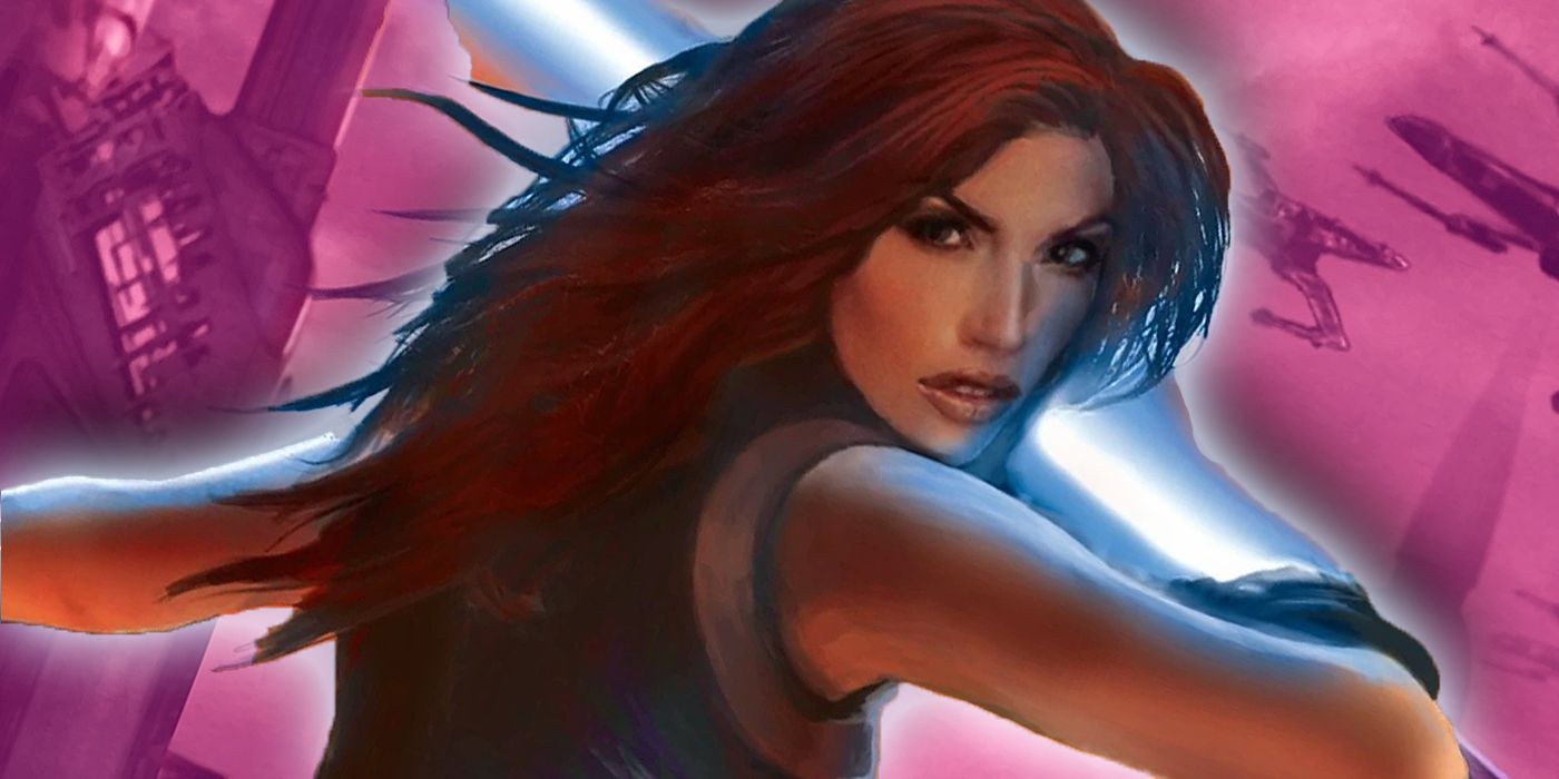 Mara Jade preparing for a fight with her lightsaber in Star Wars