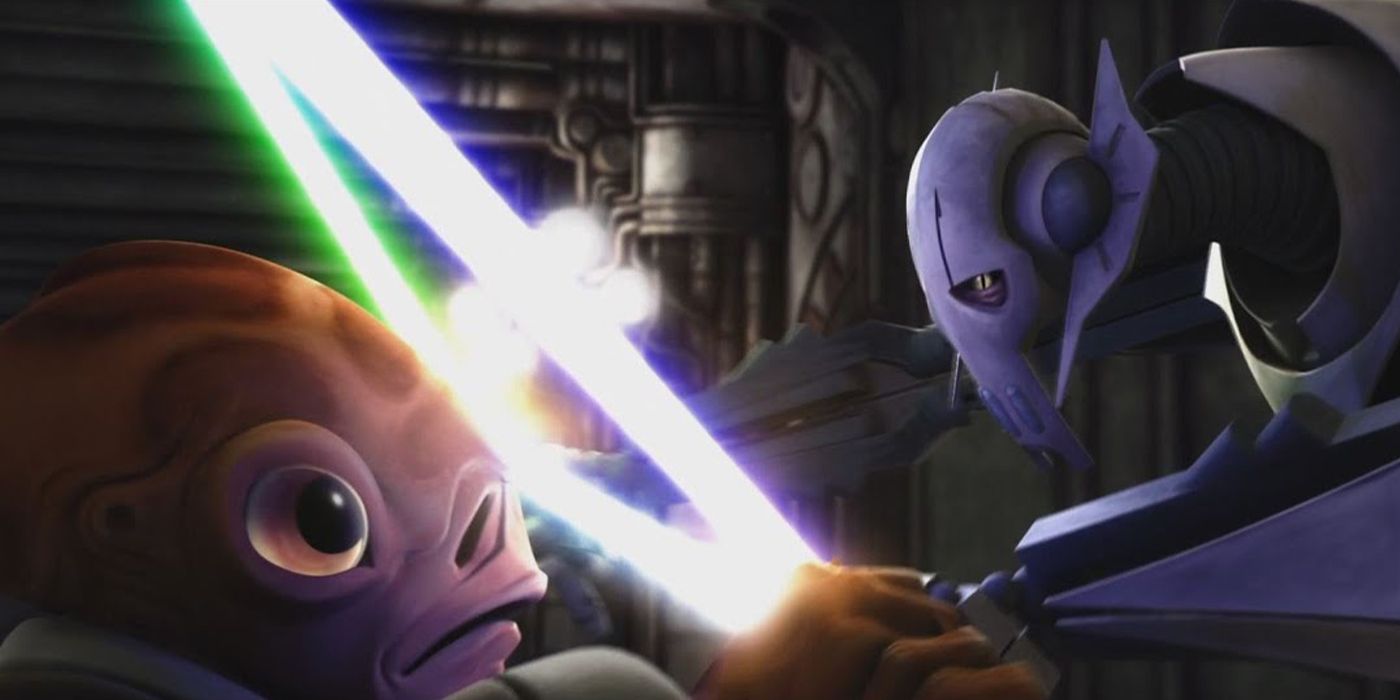 Nahdar Vebb fights General Grievous in Star Wars: The Clone Wars