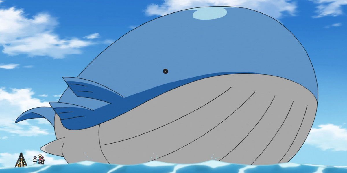 Wailord in the water from the Pokemon series