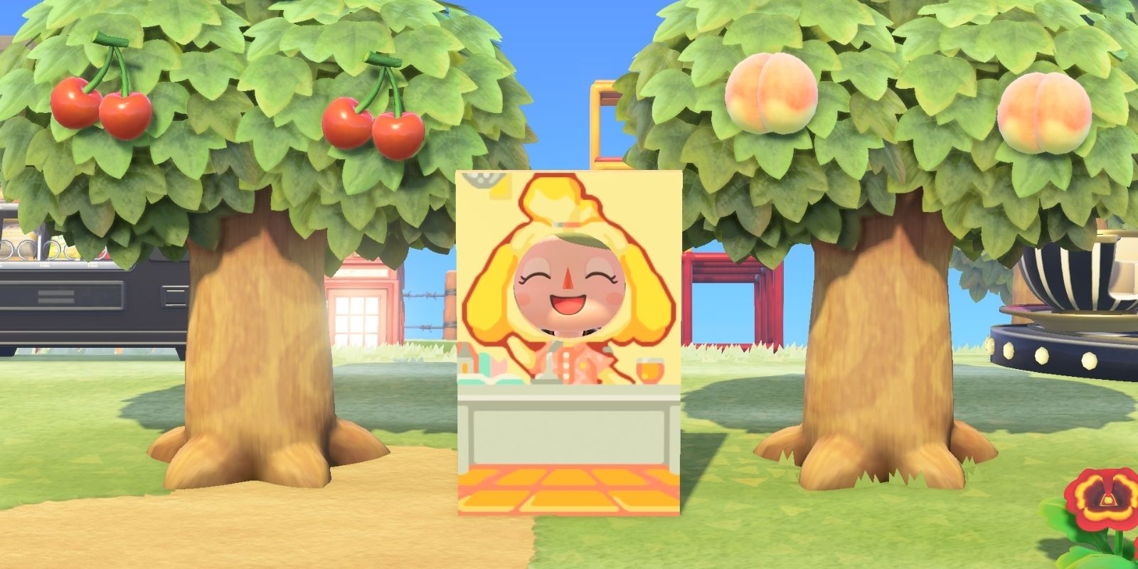 A cutout of Isabelle in Animal Crossing: New Horizons