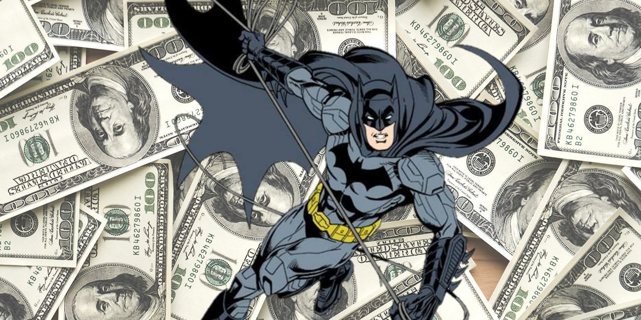 Batman with money in the background
