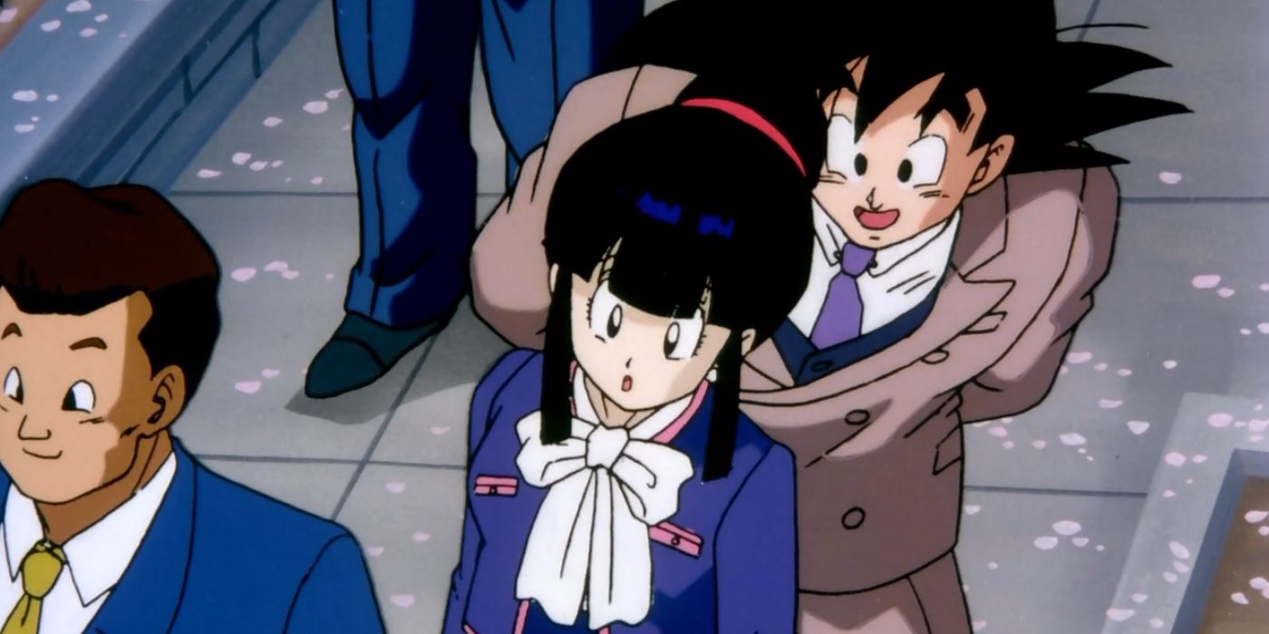 Goku and Chi-chi waiting in line