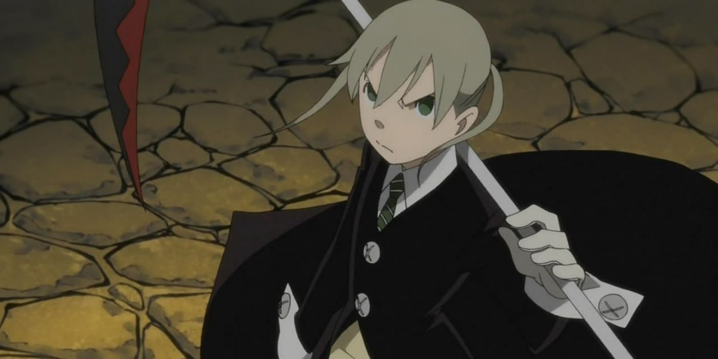 Maka Albarn ready for battle with soul on her back in Soul Eater