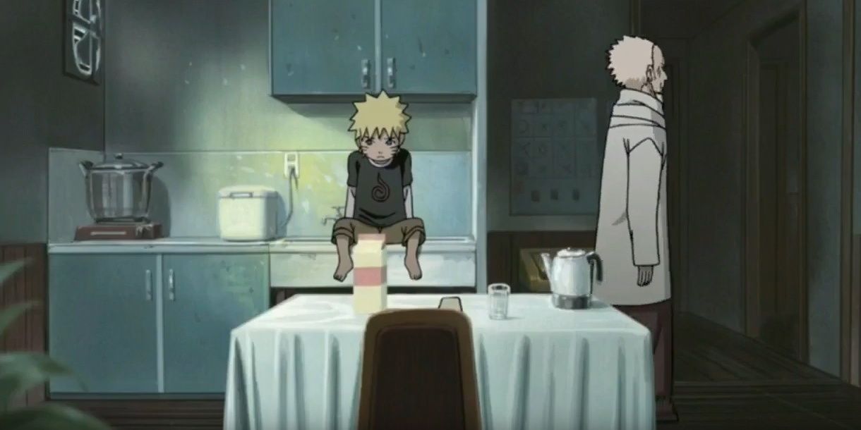 Naruto in apartment with Hokage in Naruto.
